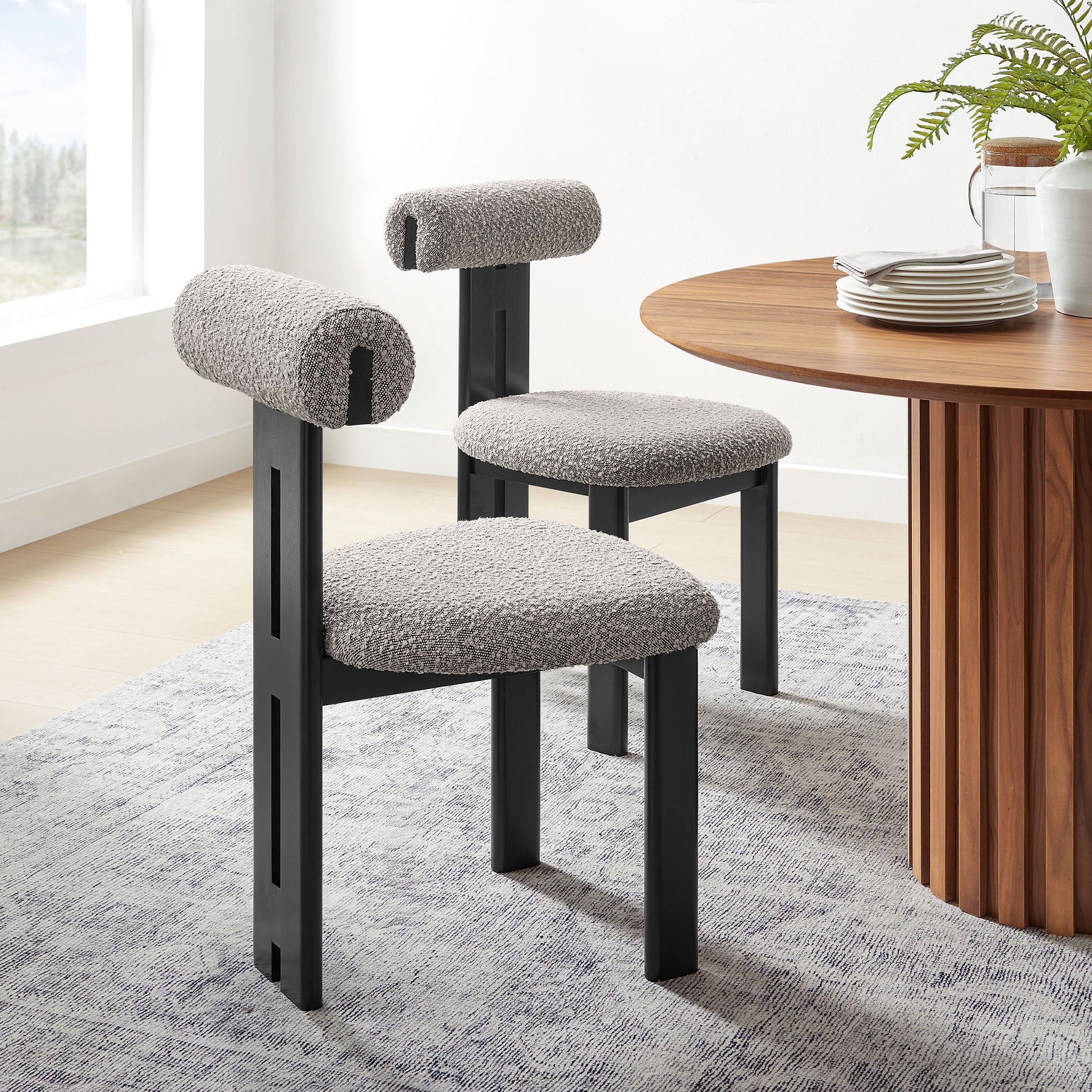 Torian Boucle Fabric Dining Chair Set of 2 by Modway | Dining Chairs | Modishstore - 48
