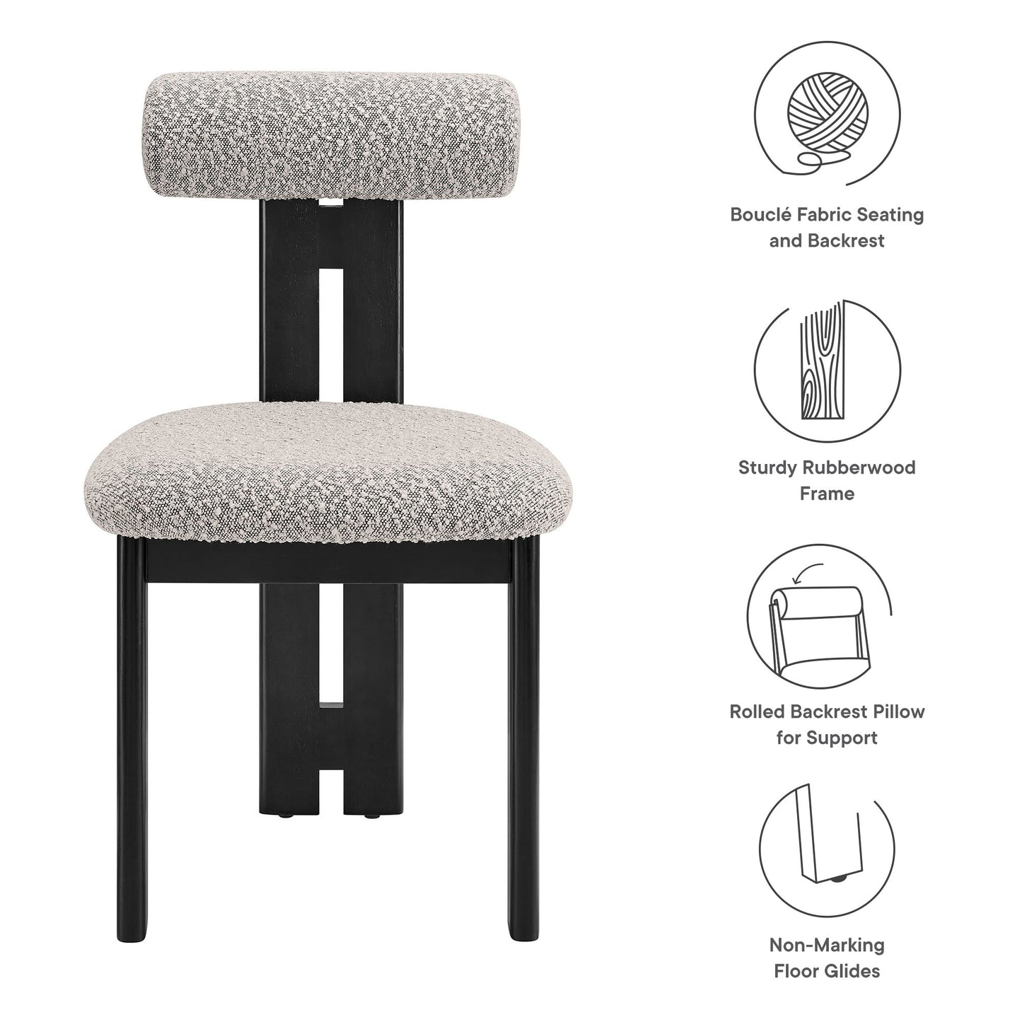 Torian Boucle Fabric Dining Chair Set of 2 by Modway | Dining Chairs | Modishstore - 49