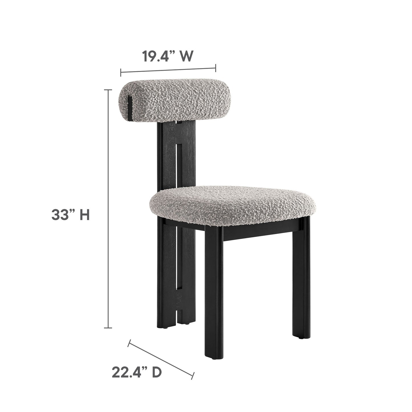 Torian Boucle Fabric Dining Chair Set of 2 by Modway | Dining Chairs | Modishstore - 50