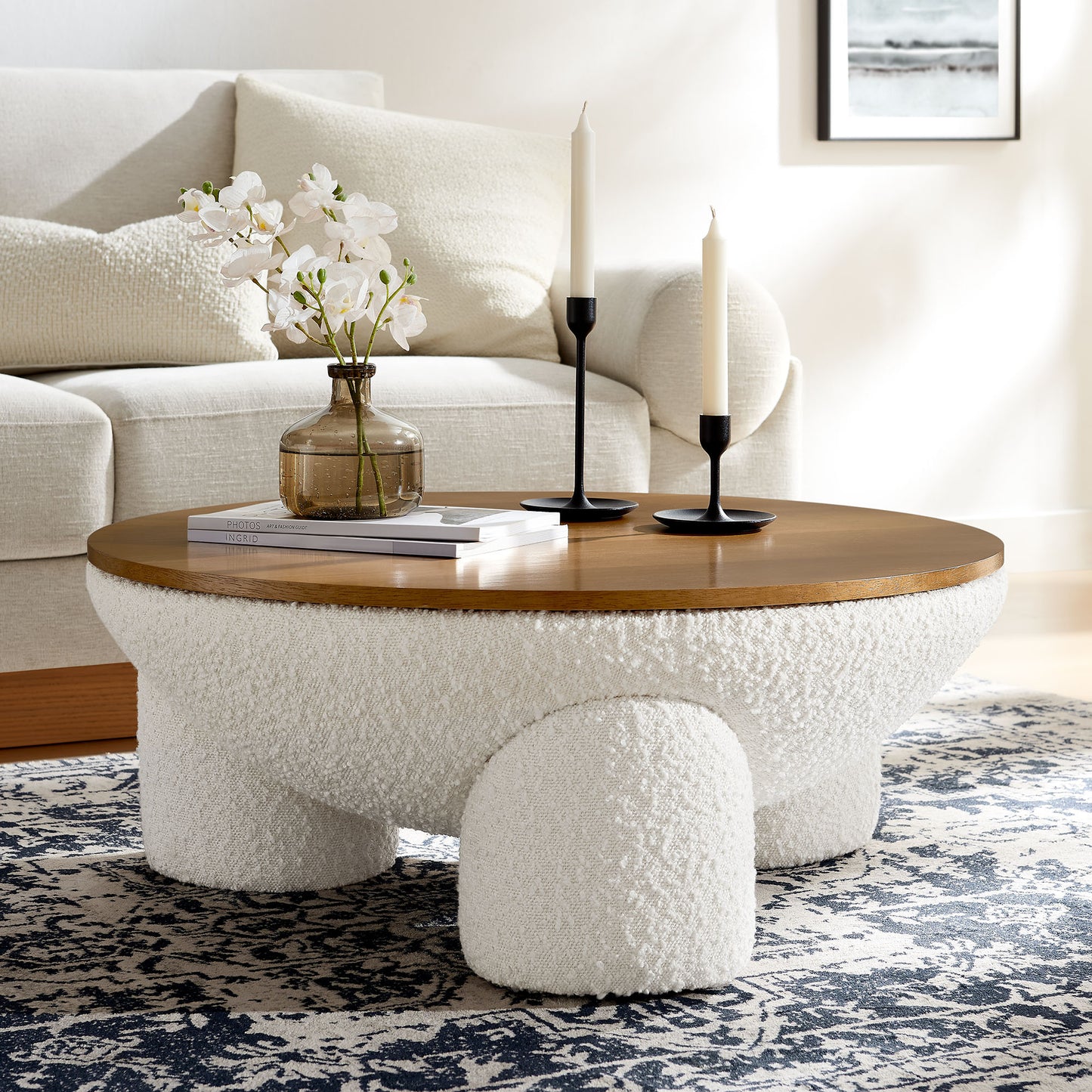 Tridome Round Boucle Upholstered Storage Coffee Table by Modway | Coffee Tables | Modishstore - 1