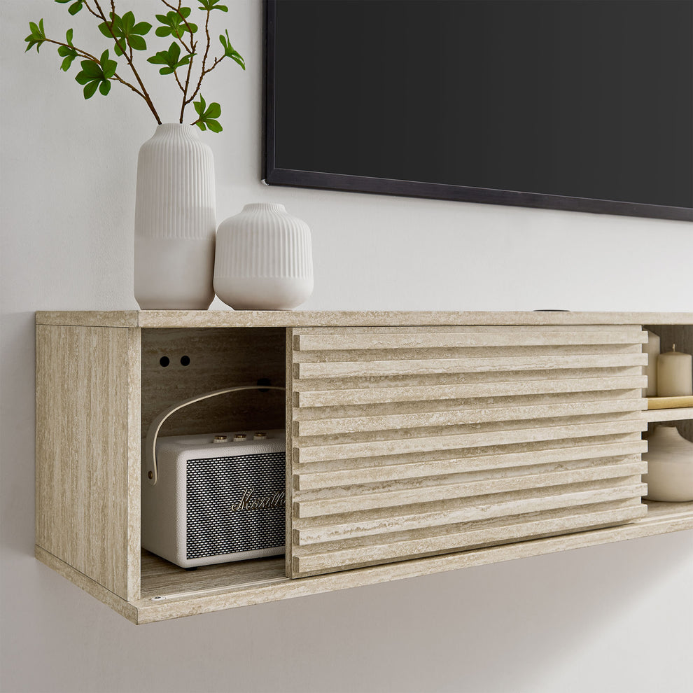 Render 70" Faux Travertine Wall-Mount Media Console TV Stand by Modway | Tv Stands | Modishstore - 7