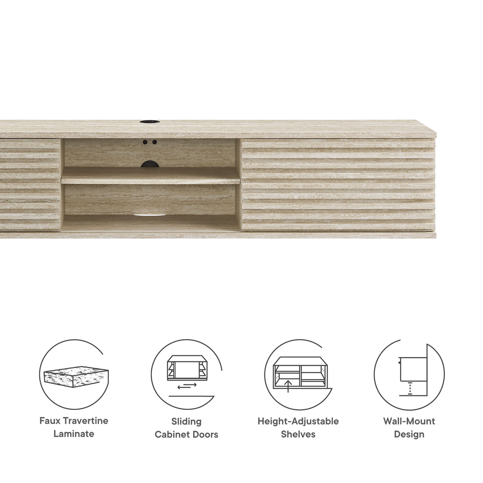 Render 70" Faux Travertine Wall-Mount Media Console TV Stand by Modway | Tv Stands | Modishstore - 8