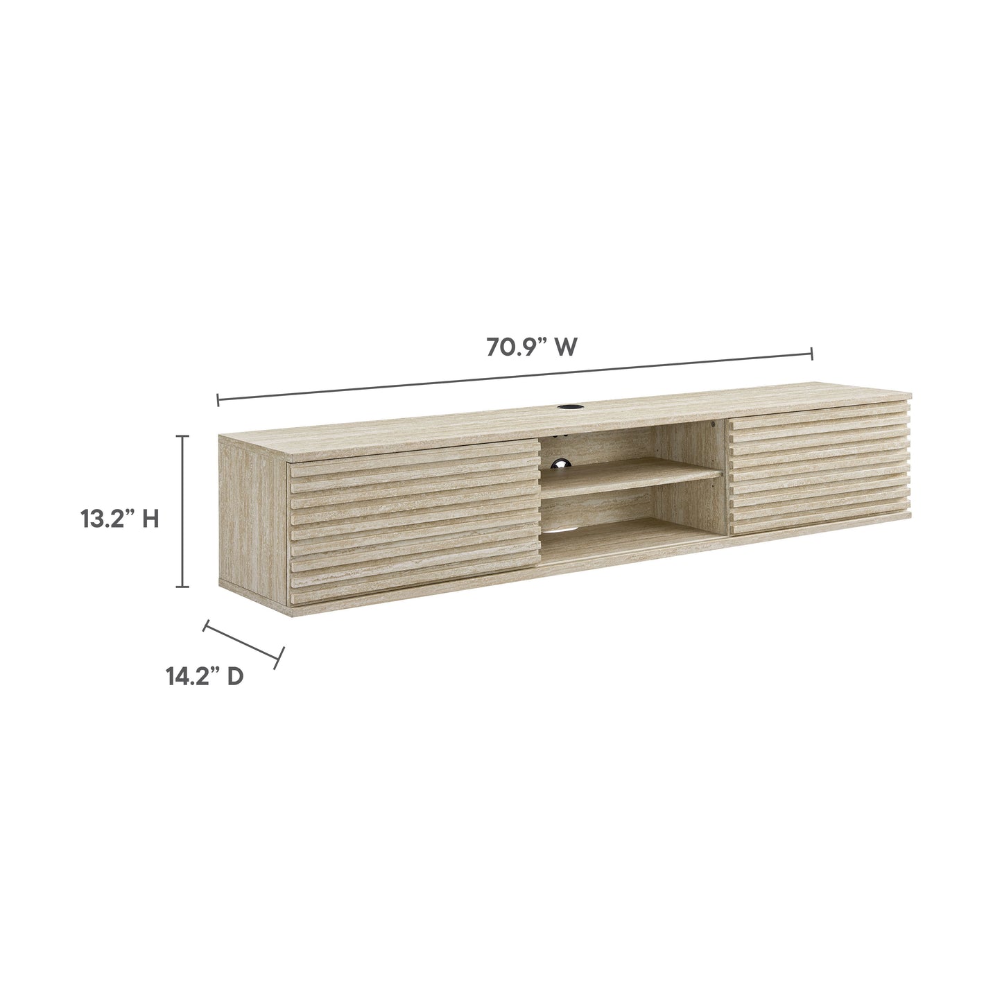 Render 70" Faux Travertine Wall-Mount Media Console TV Stand by Modway | Tv Stands | Modishstore - 9