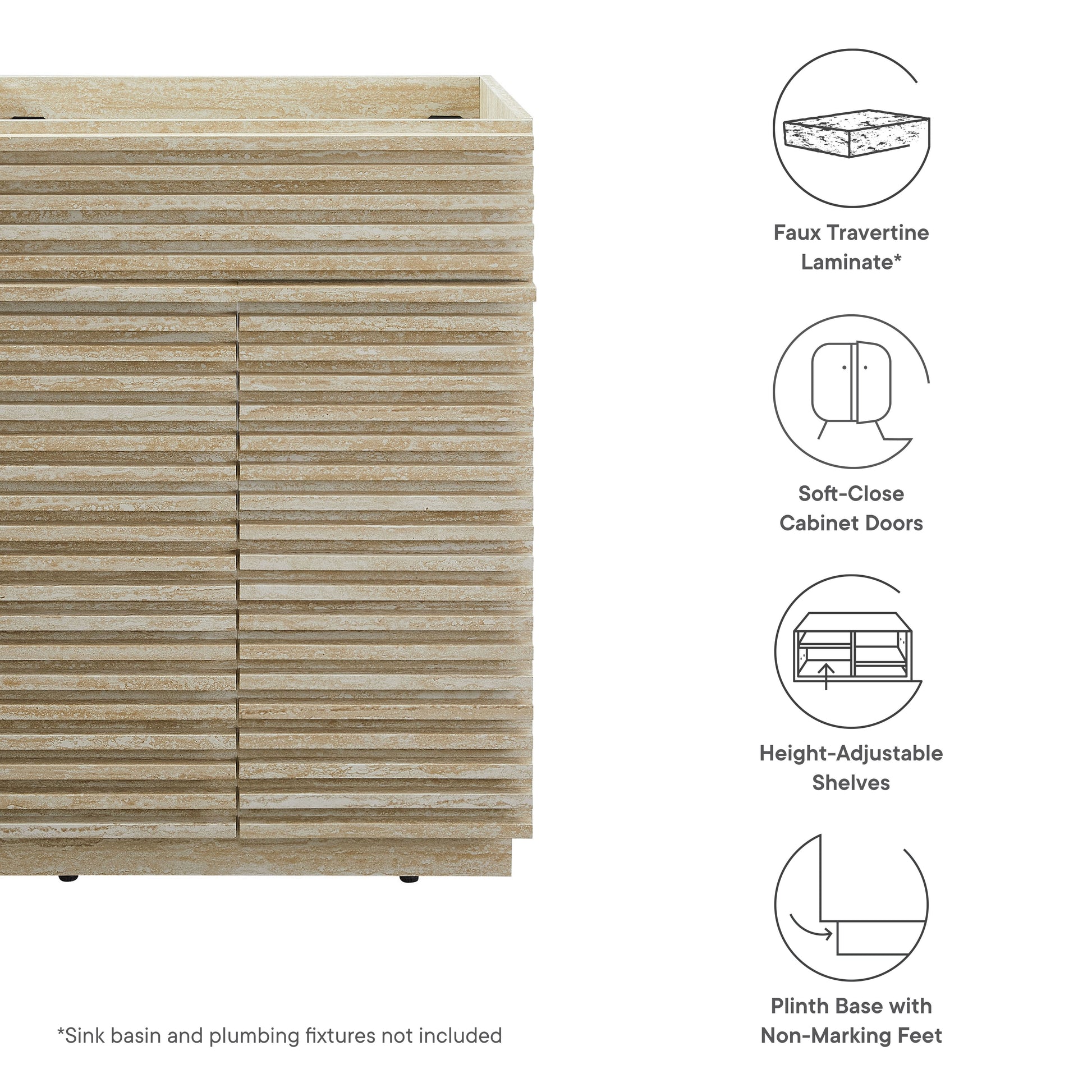 Render 24" Faux Travertine Bathroom Vanity Cabinet (Sink Not Included) by Modway | Bathroom Accessories | Modishstore - 9