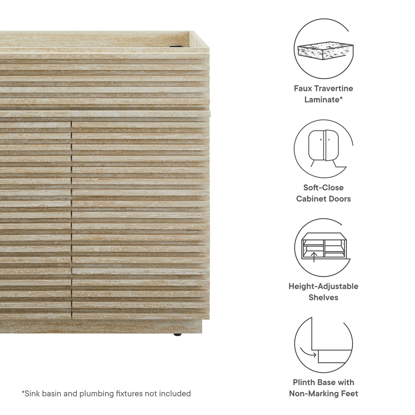 Render 30" Faux Travertine Bathroom Vanity Cabinet (Sink Not Included) by Modway | Bathroom Accessories | Modishstore - 9