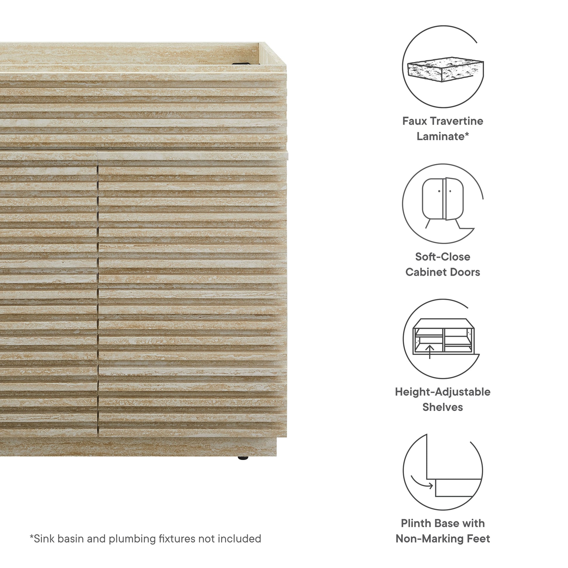 Render 30" Faux Travertine Bathroom Vanity Cabinet (Sink Not Included) by Modway | Bathroom Accessories | Modishstore - 9