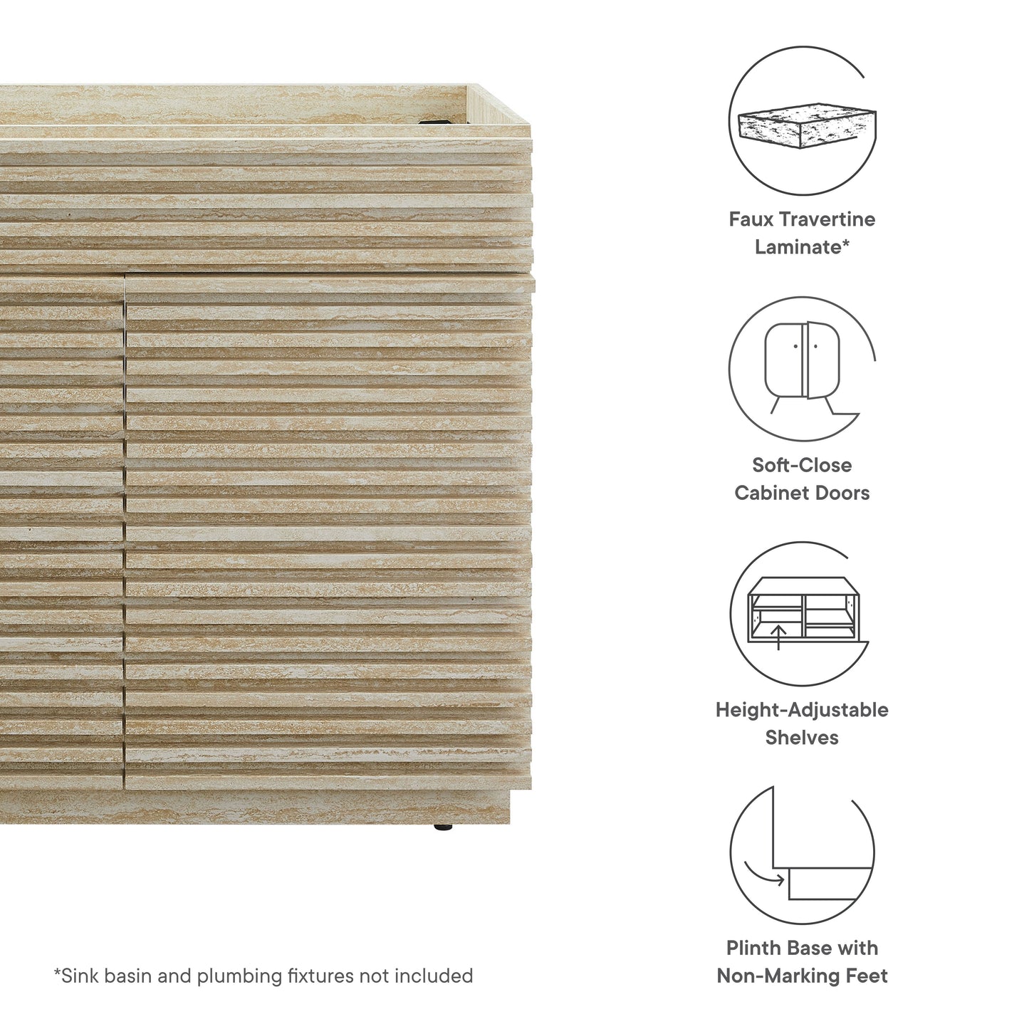 Render 36" Faux Travertine Bathroom Vanity Cabinet (Sink Not Included) by Modway | Bathroom Accessories | Modishstore - 9