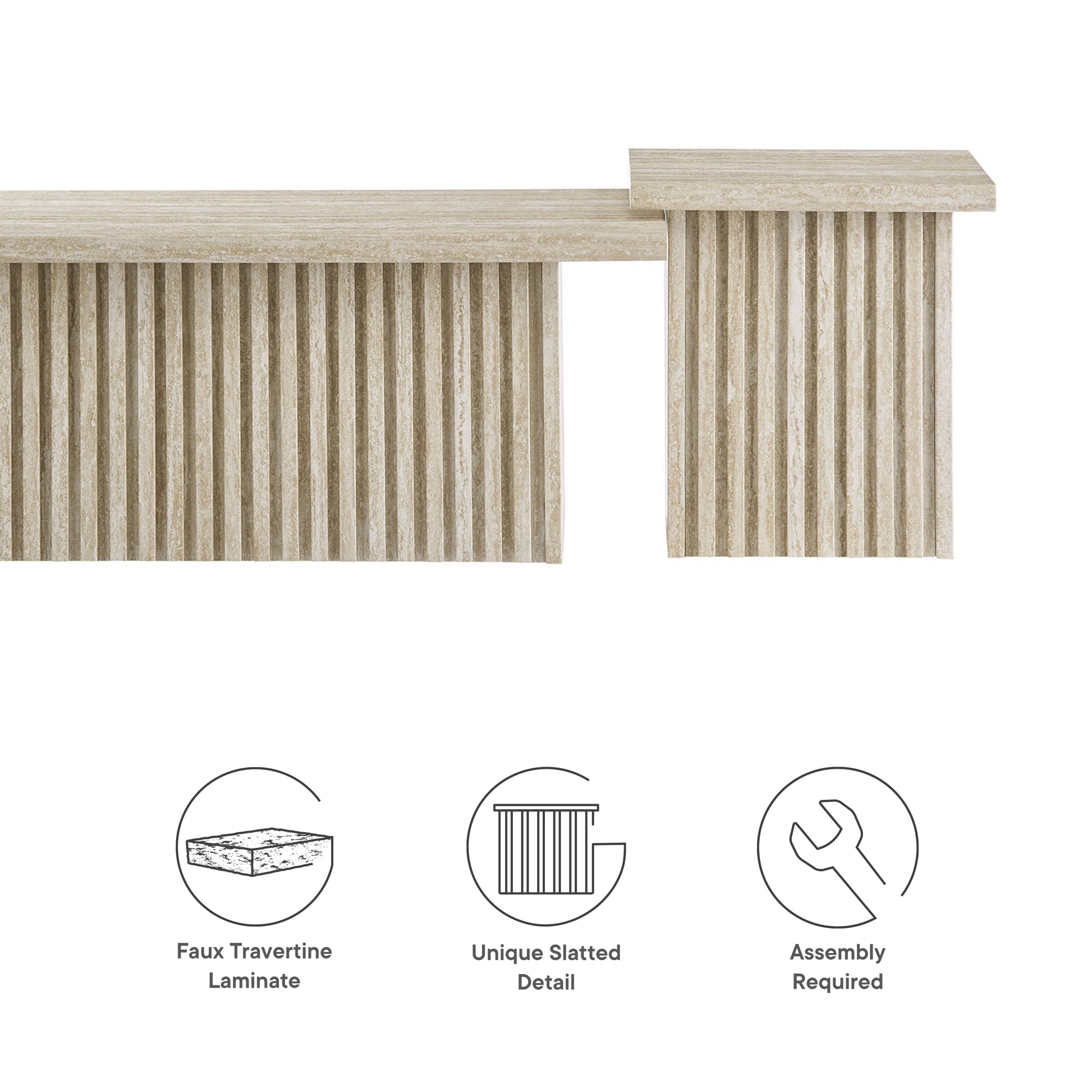 Render Nesting Faux Travertine Coffee Tables Set of 2 by Modway | Coffee Tables | Modishstore - 7