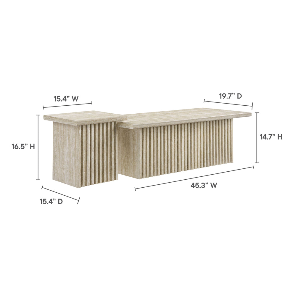 Render Nesting Faux Travertine Coffee Tables Set of 2 by Modway | Coffee Tables | Modishstore - 8