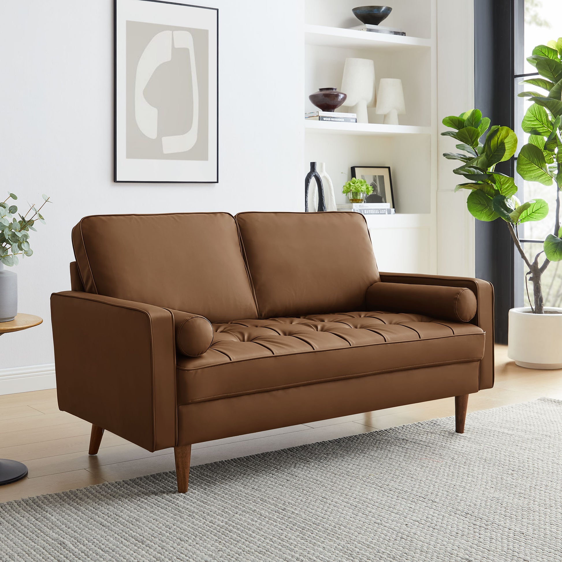 Valour Tufted Vegan Leather Loveseat by Modway | Loveseats | Modishstore - 1
