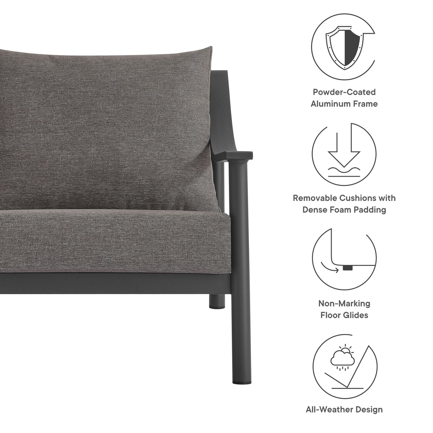 Terrace Outdoor Patio Aluminum Accent Armchair by Modway | Armchairs | Modishstore - 8