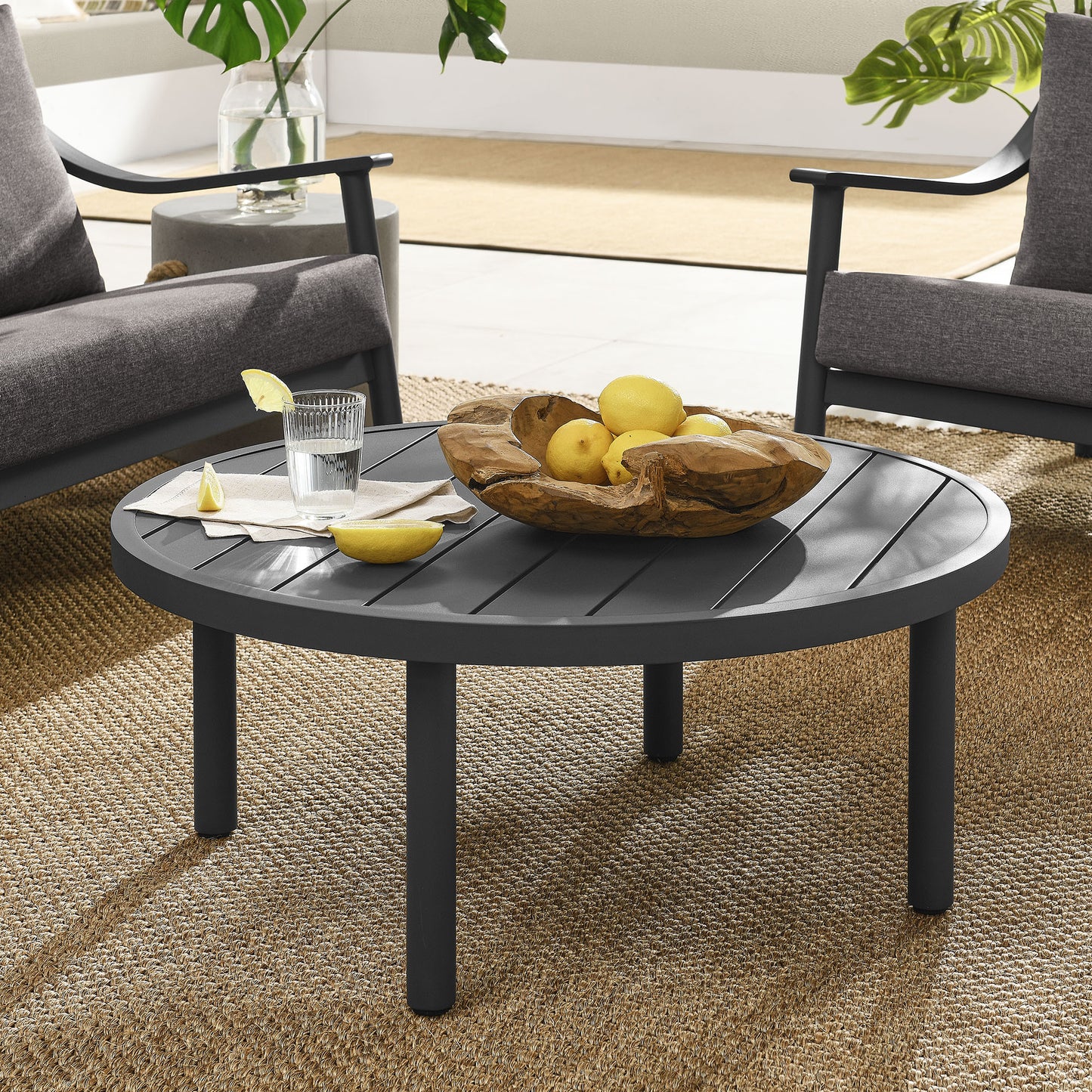 Terrace 35" Outdoor Patio Aluminum Round Coffee Table by Modway | Coffee Tables | Modishstore - 1