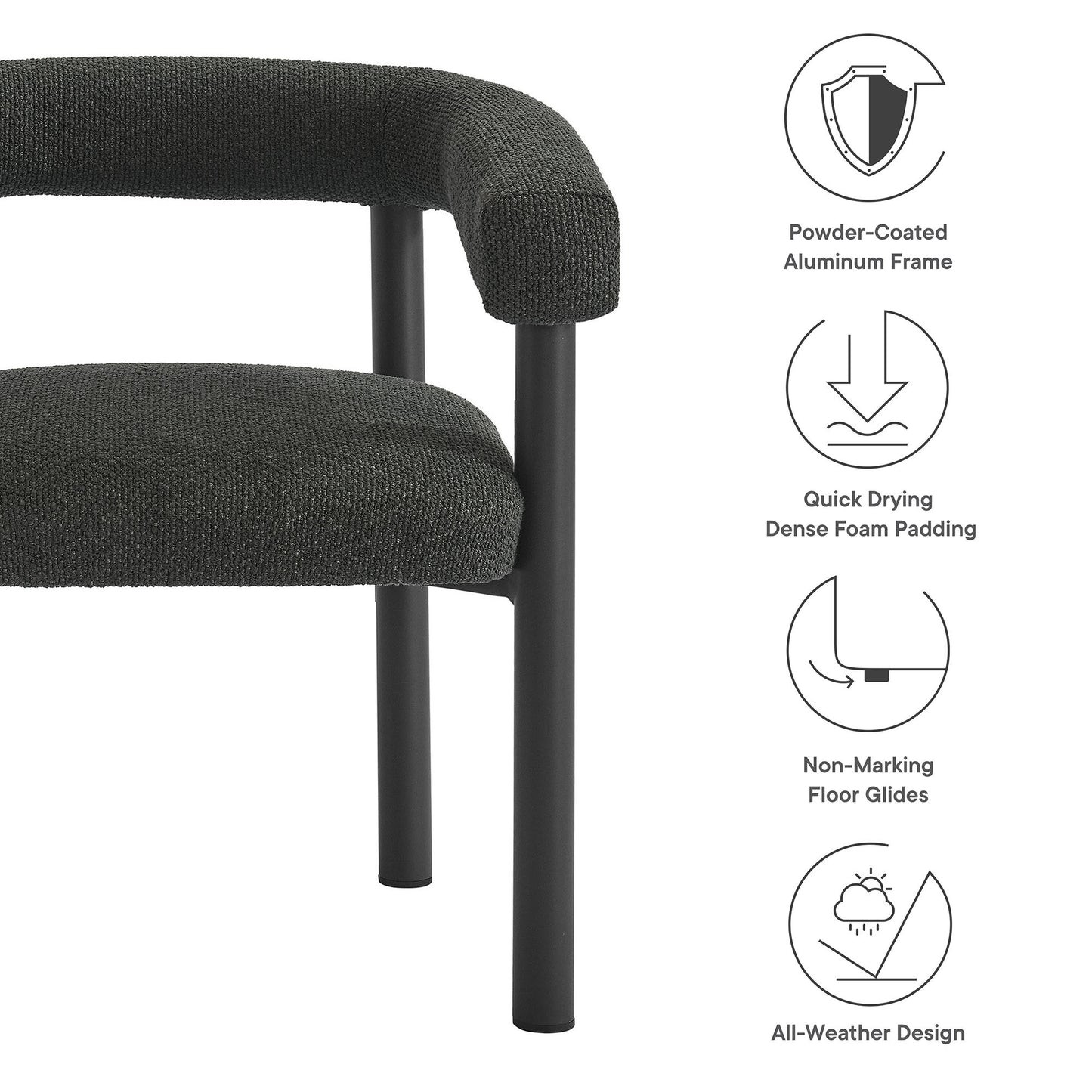 Nautica Outdoor Patio Aluminum Dining Armchairs Set of 2 by Modway | Armchairs | Modishstore - 9