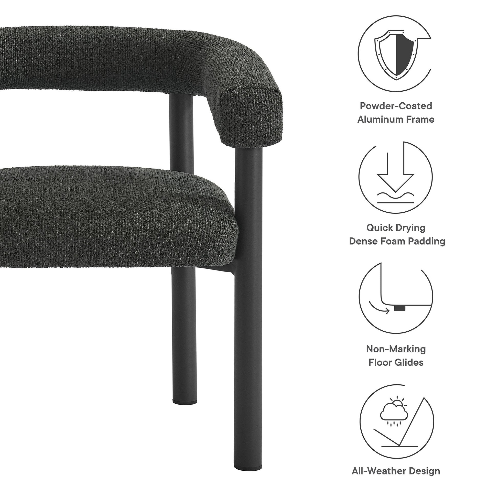 Nautica Outdoor Patio Aluminum Dining Armchairs Set of 2 by Modway | Armchairs | Modishstore - 9