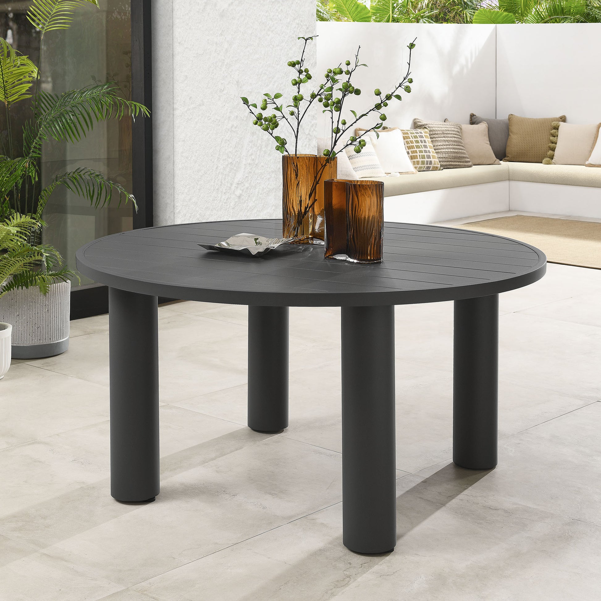 Nautica Outdoor Patio 60" Round Aluminum Dining Table by Modway | Dining Tables | Modishstore - 1