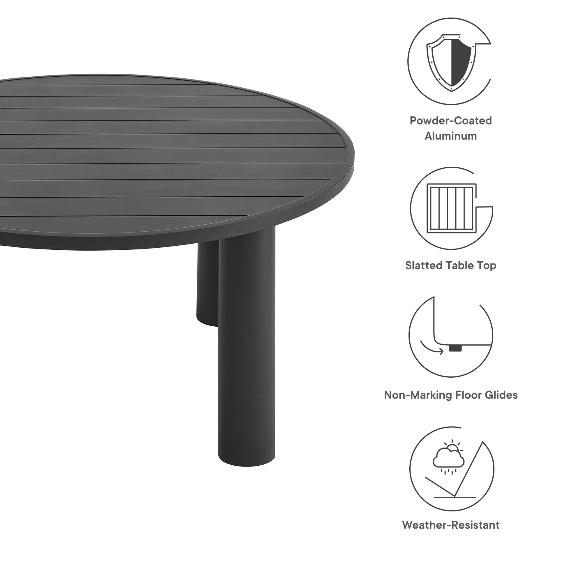 Nautica Outdoor Patio 60" Round Aluminum Dining Table by Modway | Dining Tables | Modishstore - 6