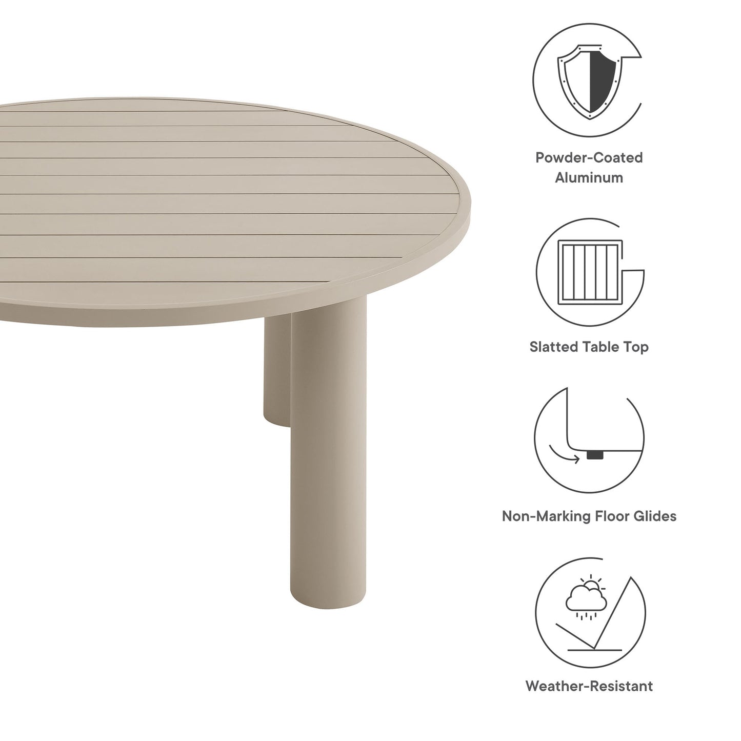Nautica Outdoor Patio 60" Round Aluminum Dining Table by Modway | Dining Tables | Modishstore - 13