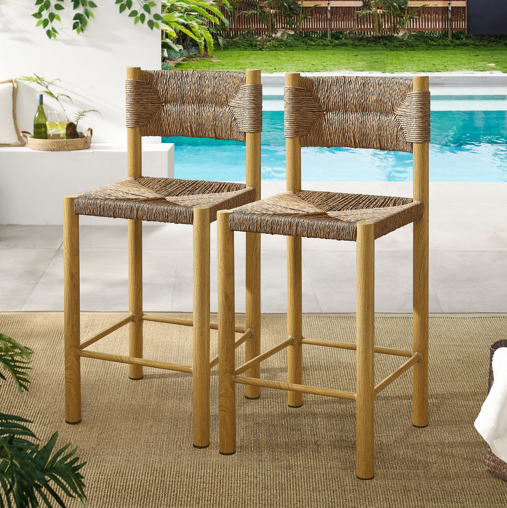 Parkland Outdoor Patio Rattan and Aluminum Counter Stools Set of 2 by Modway | Counter Stools | Modishstore - 1