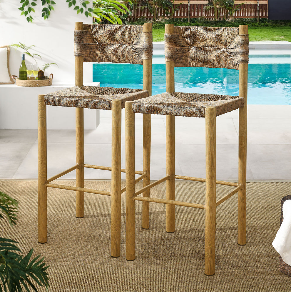 Parkland Outdoor Patio Rattan and Aluminum Bar Stools Set of 2 by Modway | Bar Stools | Modishstore - 1