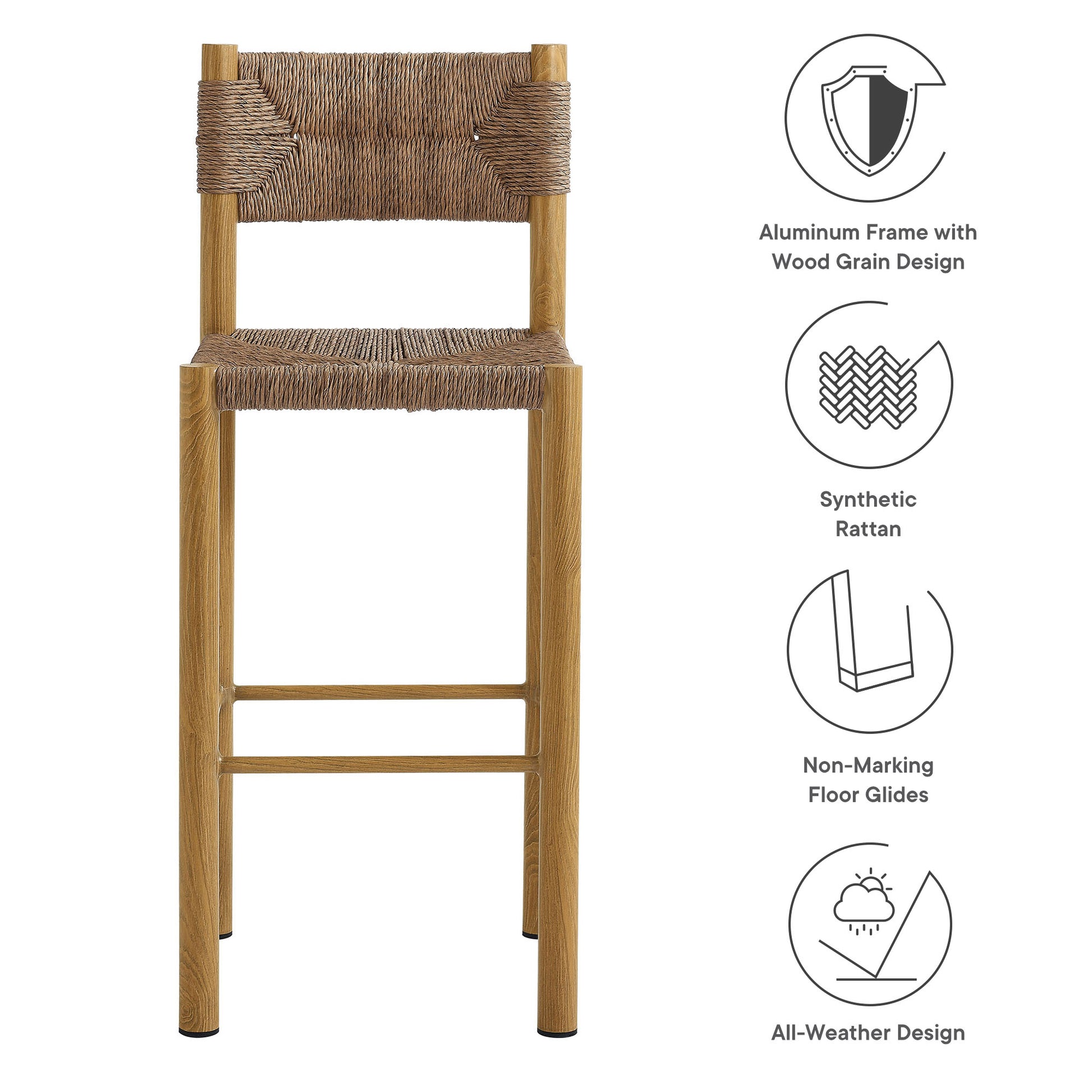 Parkland Outdoor Patio Rattan and Aluminum Bar Stools Set of 2 by Modway | Bar Stools | Modishstore - 9