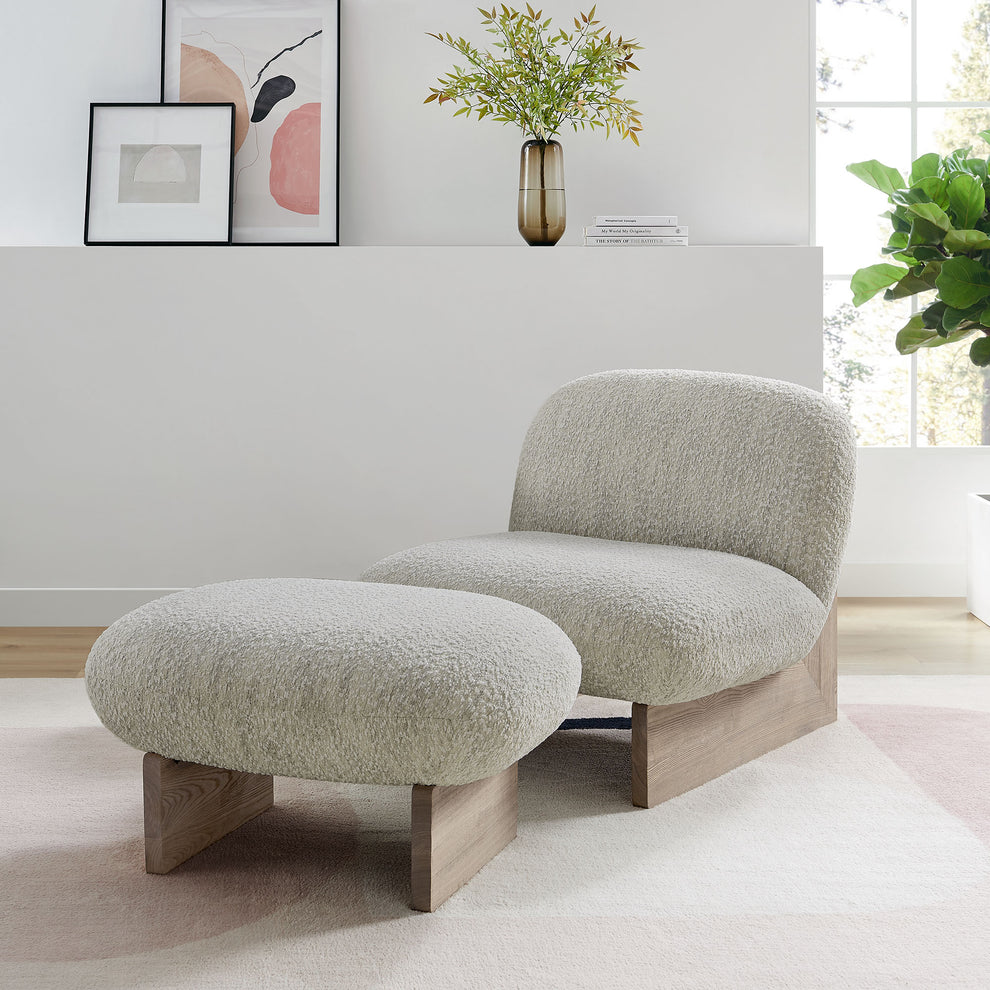 Loyal Boucle Fabric Accent Chair and Ottoman Set by Modway | Accent Chairs | Modishstore - 1
