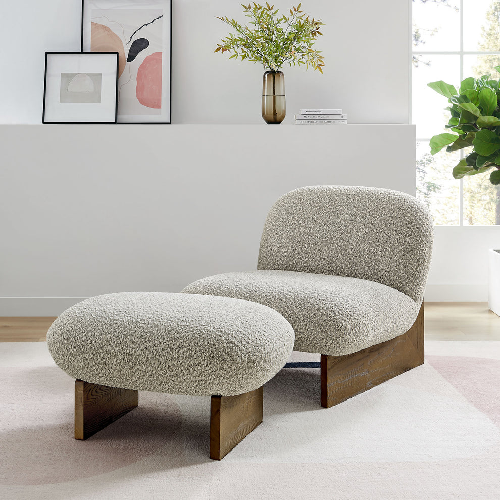 Loyal Boucle Fabric Accent Chair and Ottoman Set by Modway | Accent Chairs | Modishstore - 18