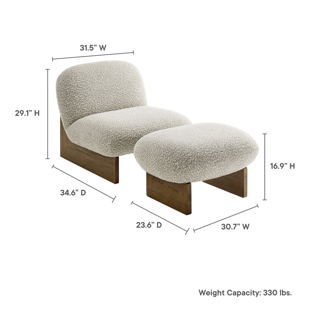 Loyal Boucle Fabric Accent Chair and Ottoman Set by Modway | Accent Chairs | Modishstore - 20