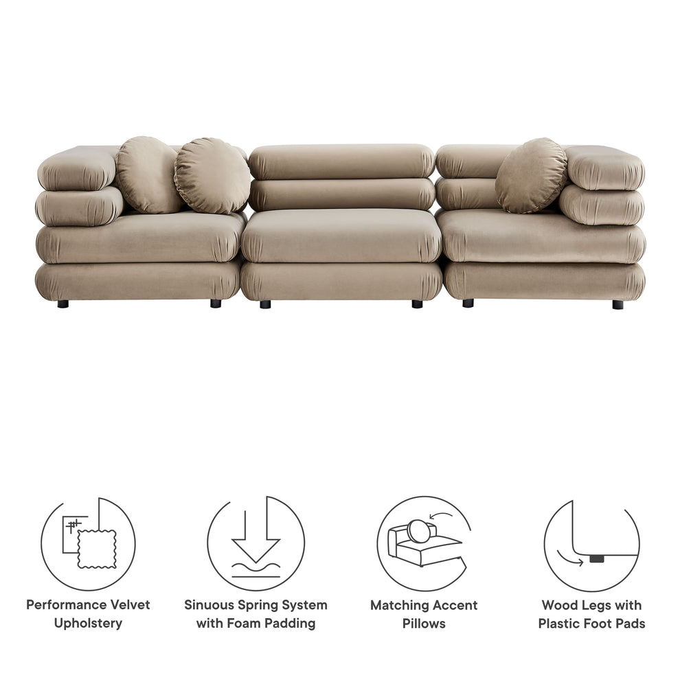 Jubilee 3-Piece Modular Performance Velvet Sectional Sofa by Modway | Sofa Set | Modishstore - 21