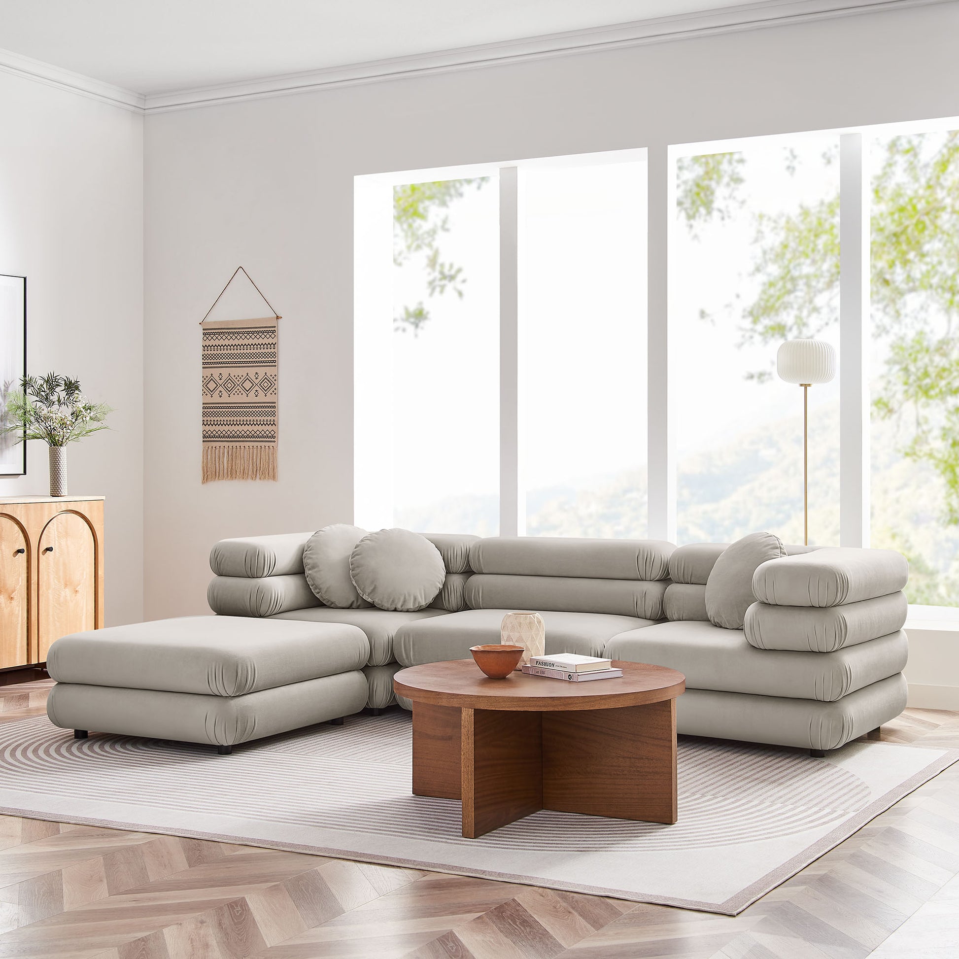 Jubilee 4-Piece Modular Performance Velvet Sectional Sofa by Modway | Sofa Set | Modishstore - 5