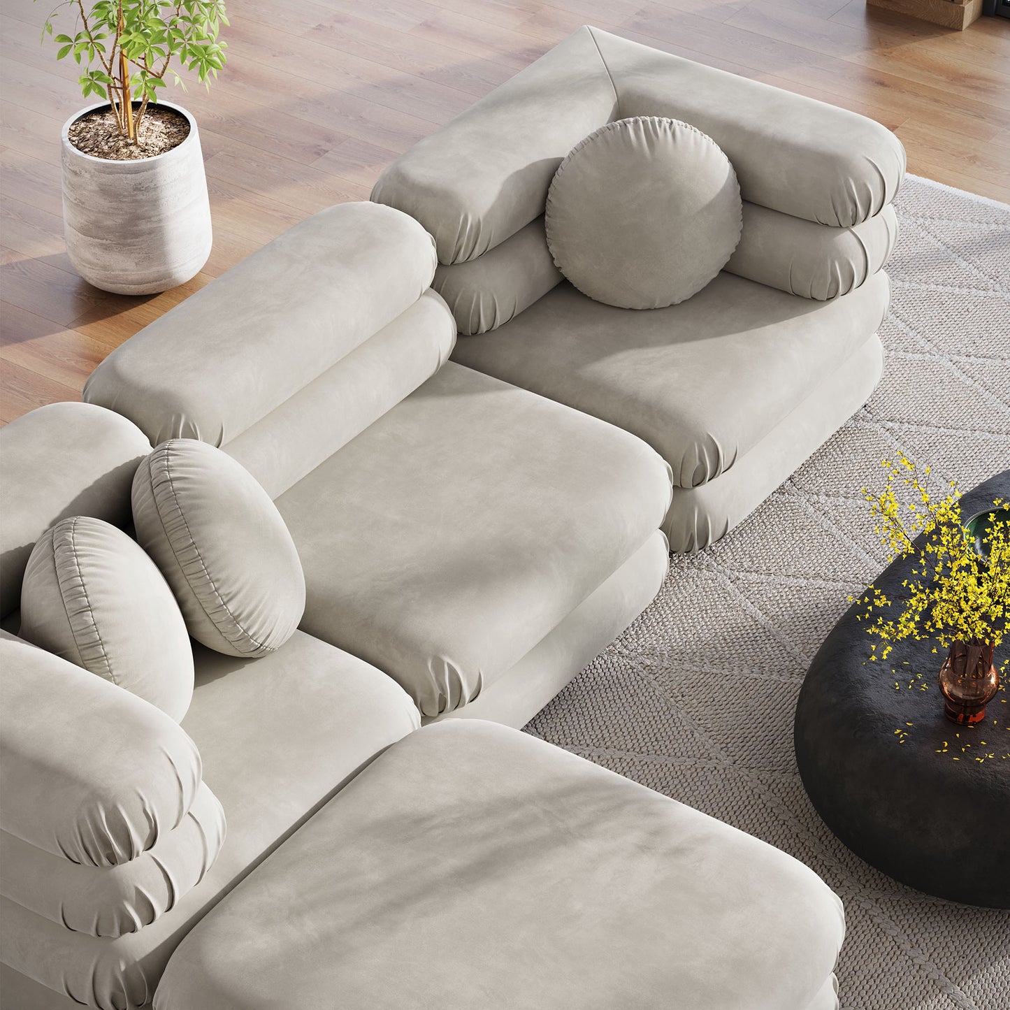 Jubilee 4-Piece Modular Performance Velvet Sectional Sofa by Modway | Sofa Set | Modishstore - 6