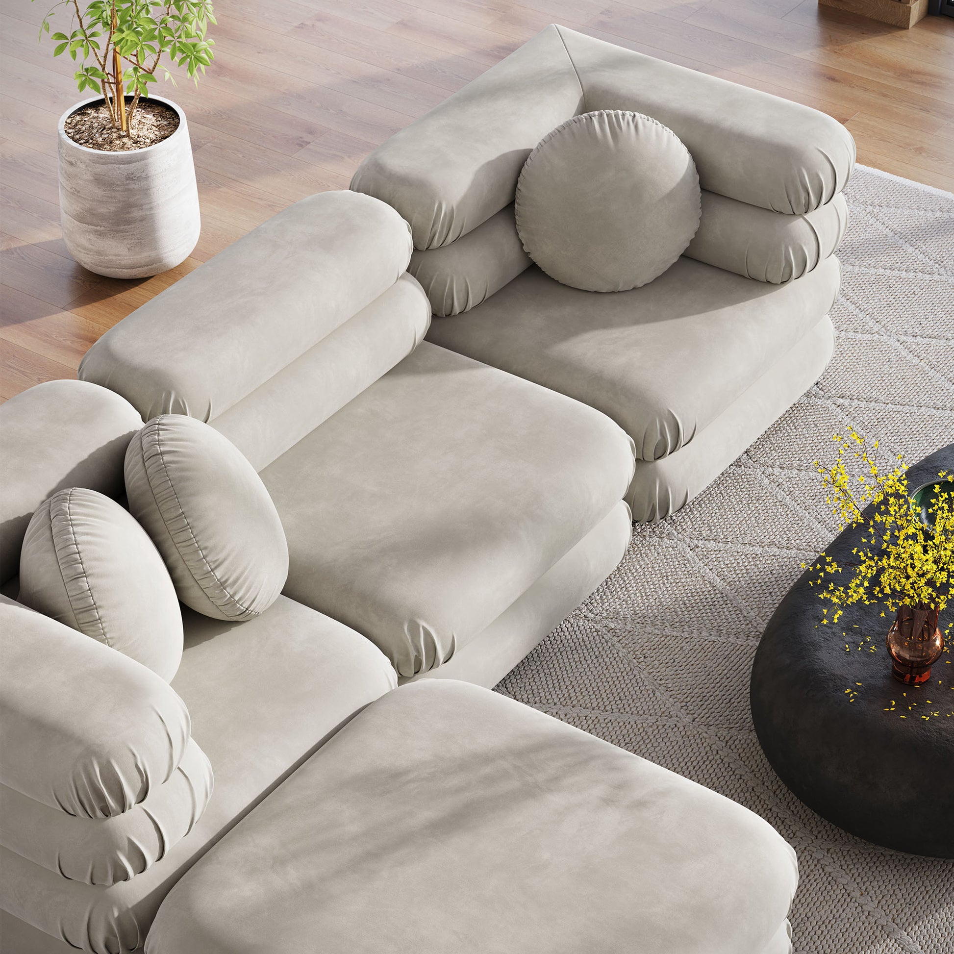 Jubilee 4-Piece Modular Performance Velvet Sectional Sofa by Modway | Sofa Set | Modishstore - 6