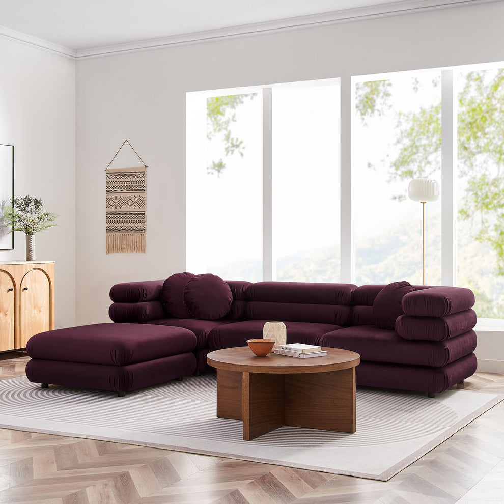 Jubilee 4-Piece Modular Performance Velvet Sectional Sofa by Modway | Sofa Set | Modishstore - 11