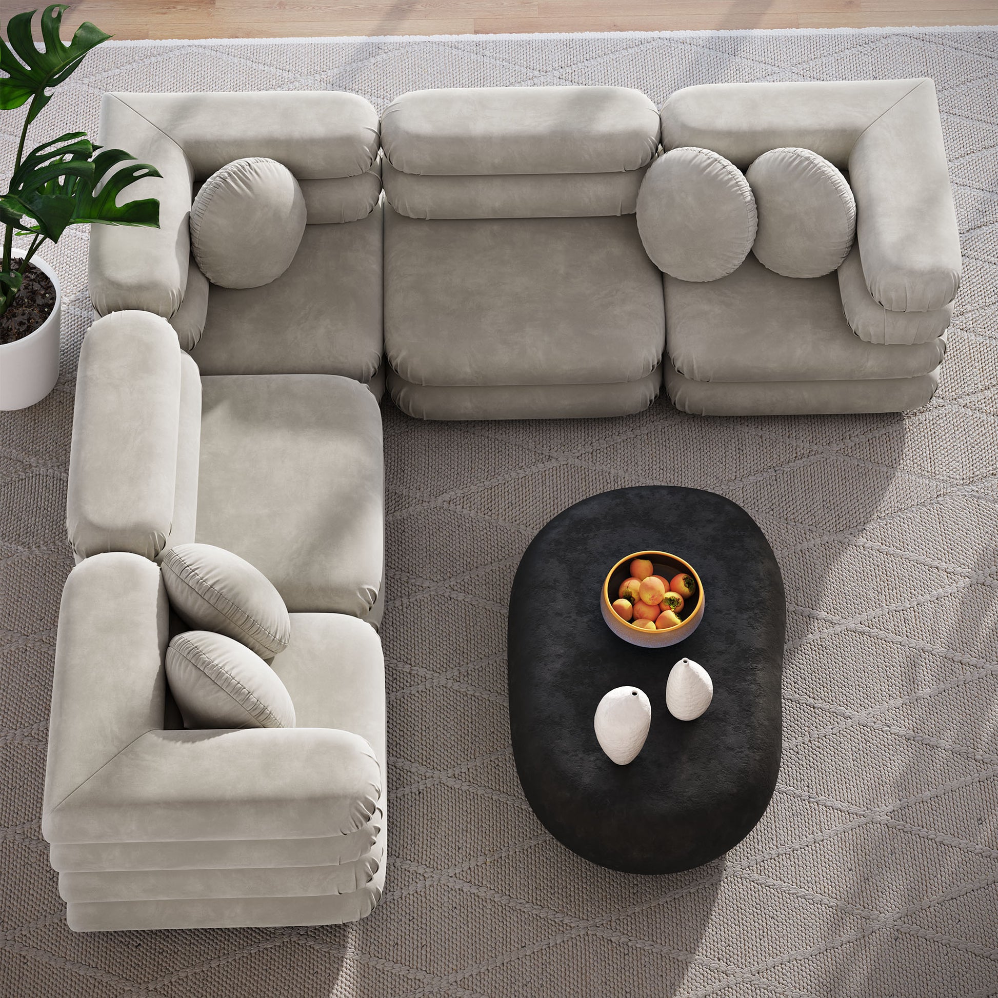 Jubilee 5-Piece Modular Performance Velvet Sectional Sofa by Modway | Sofa Set | Modishstore - 5