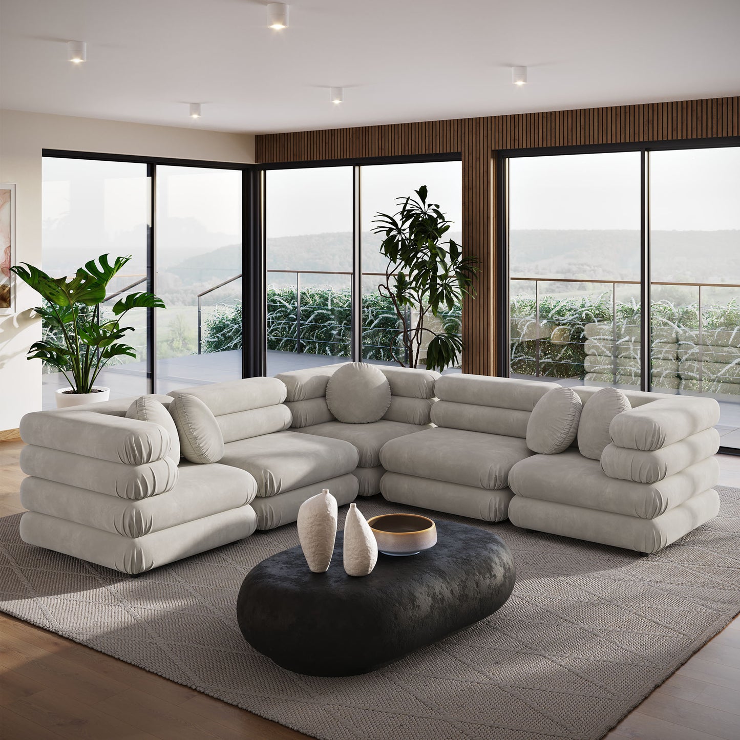 Jubilee 5-Piece Modular Performance Velvet Sectional Sofa by Modway | Sofa Set | Modishstore - 6