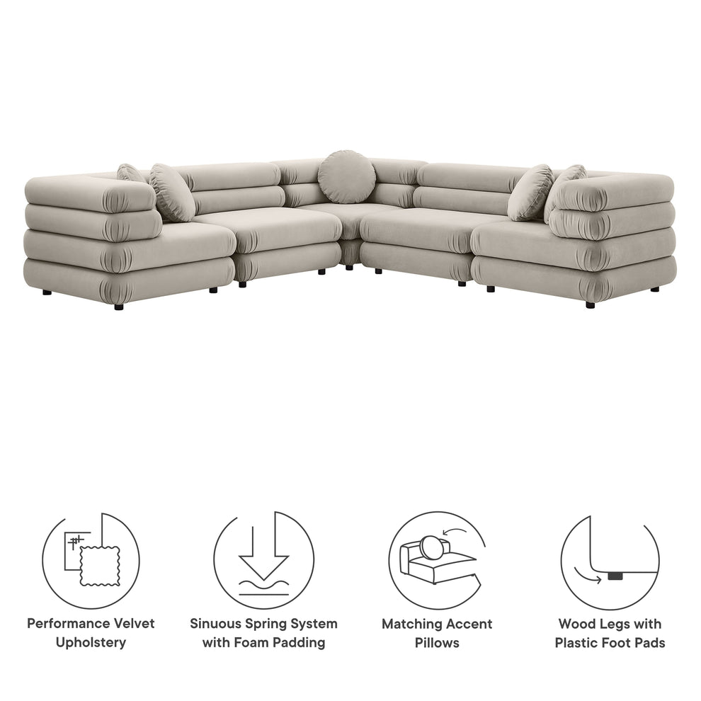 Jubilee 5-Piece Modular Performance Velvet Sectional Sofa by Modway | Sofa Set | Modishstore - 7