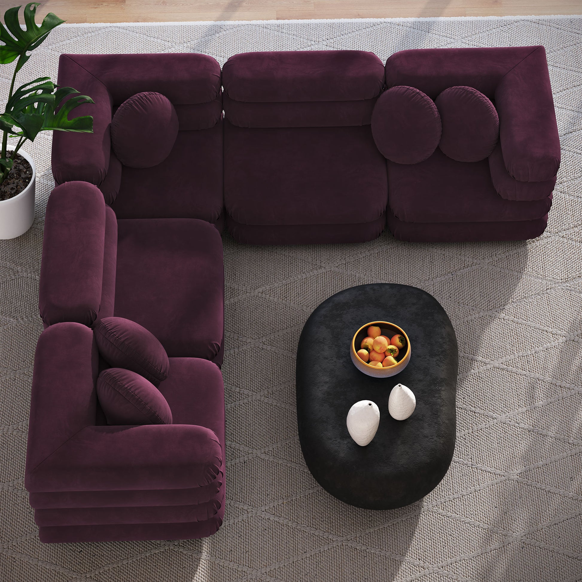 Jubilee 5-Piece Modular Performance Velvet Sectional Sofa by Modway | Sofa Set | Modishstore - 12