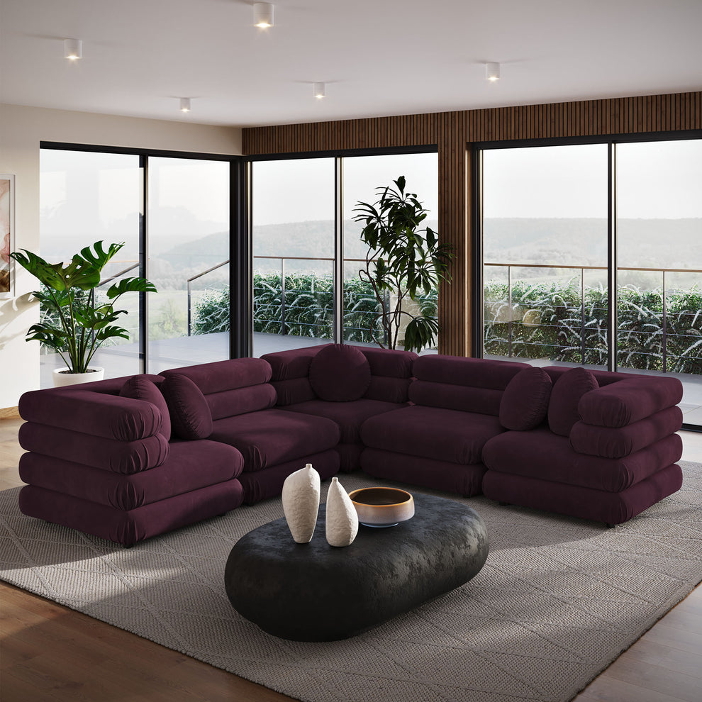 Jubilee 5-Piece Modular Performance Velvet Sectional Sofa by Modway | Sofa Set | Modishstore - 13