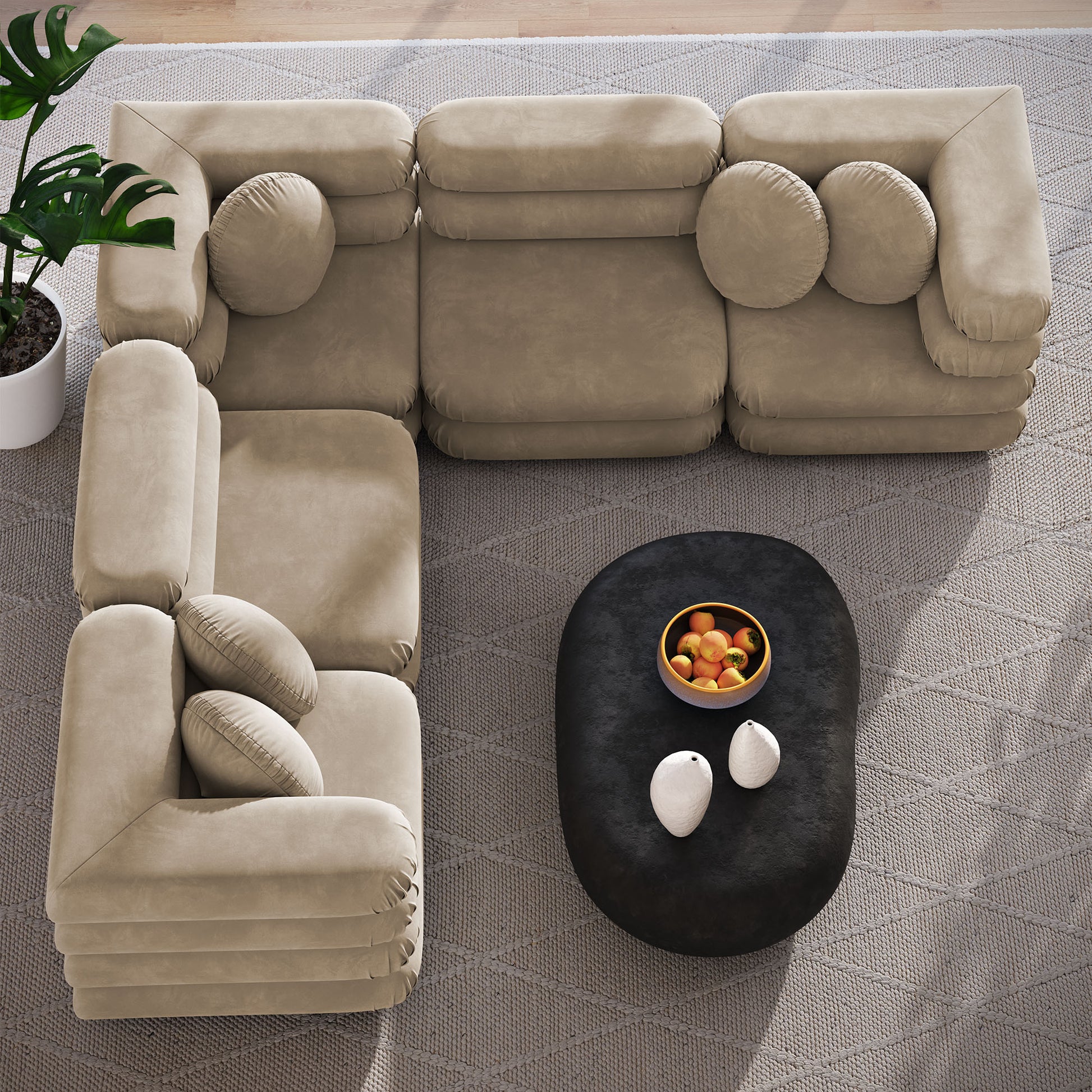 Jubilee 5-Piece Modular Performance Velvet Sectional Sofa by Modway | Sofa Set | Modishstore - 19