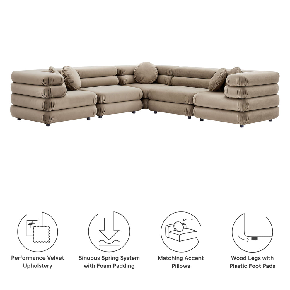 Jubilee 5-Piece Modular Performance Velvet Sectional Sofa by Modway | Sofa Set | Modishstore - 21