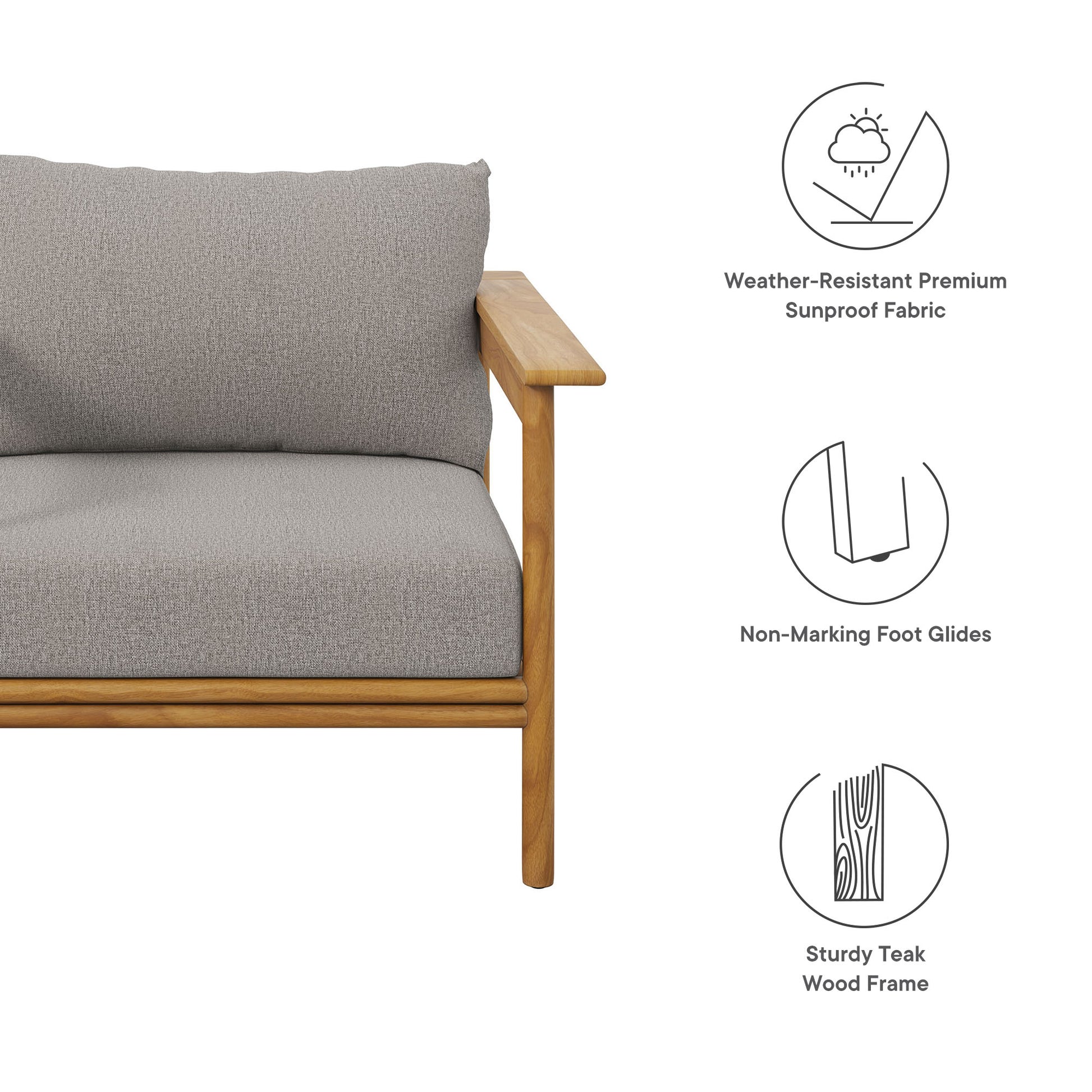 Wren Outdoor Patio Teak Wood Armchair by Modway | Outdoor Chairs | Modishstore - 9