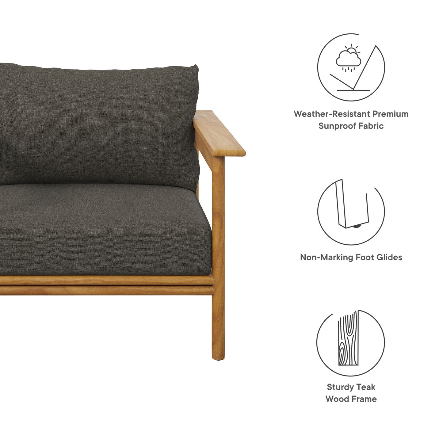 Wren Outdoor Patio Teak Wood Armchair by Modway | Outdoor Chairs | Modishstore - 19