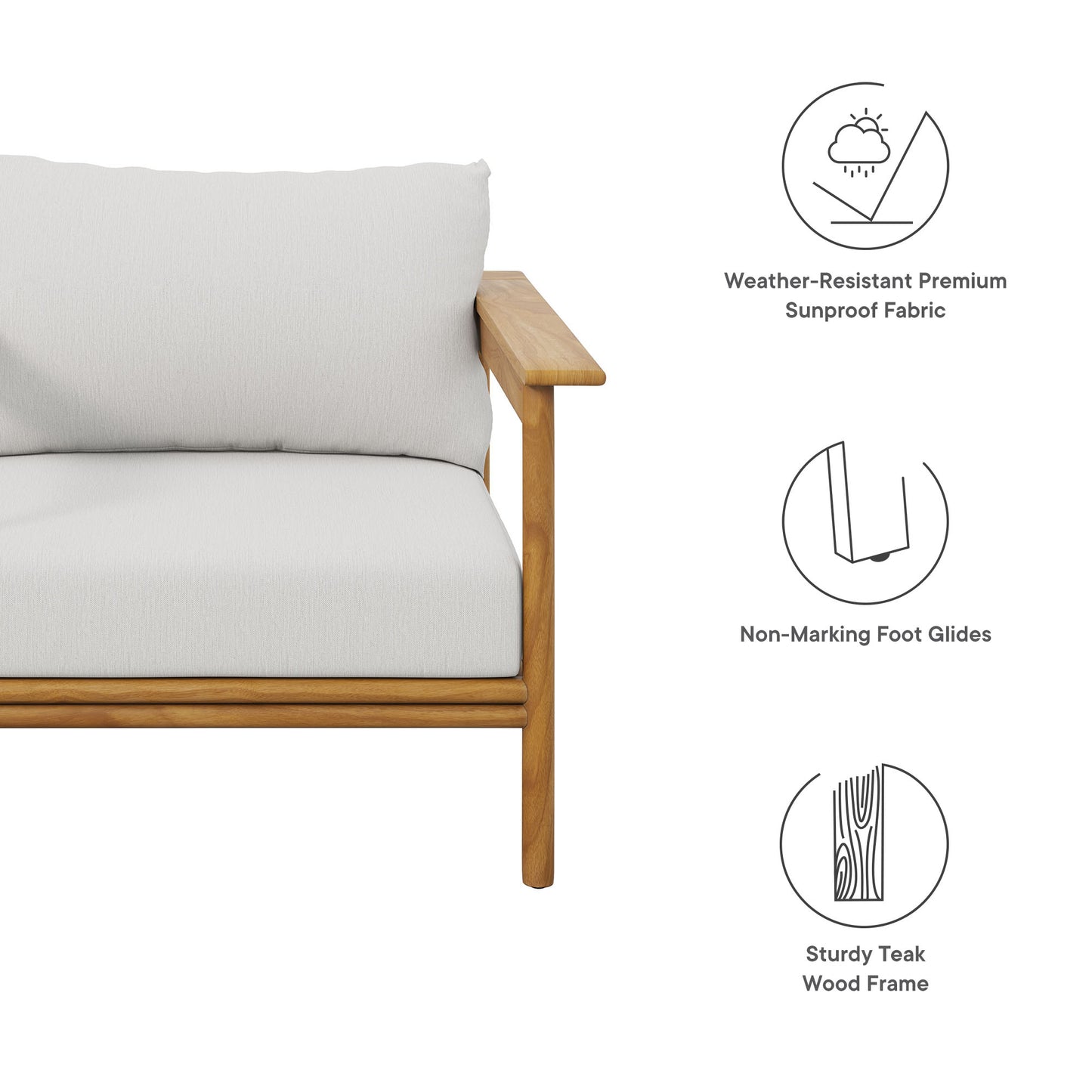 Wren Outdoor Patio Teak Wood Armchair by Modway | Outdoor Chairs | Modishstore - 29