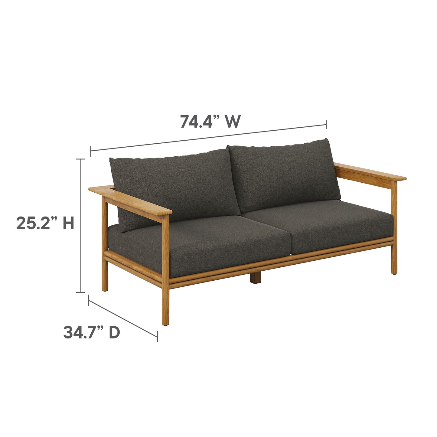 Wren Outdoor Patio Teak Wood Sofa by Modway | Outdoor Chairs | Modishstore - 20