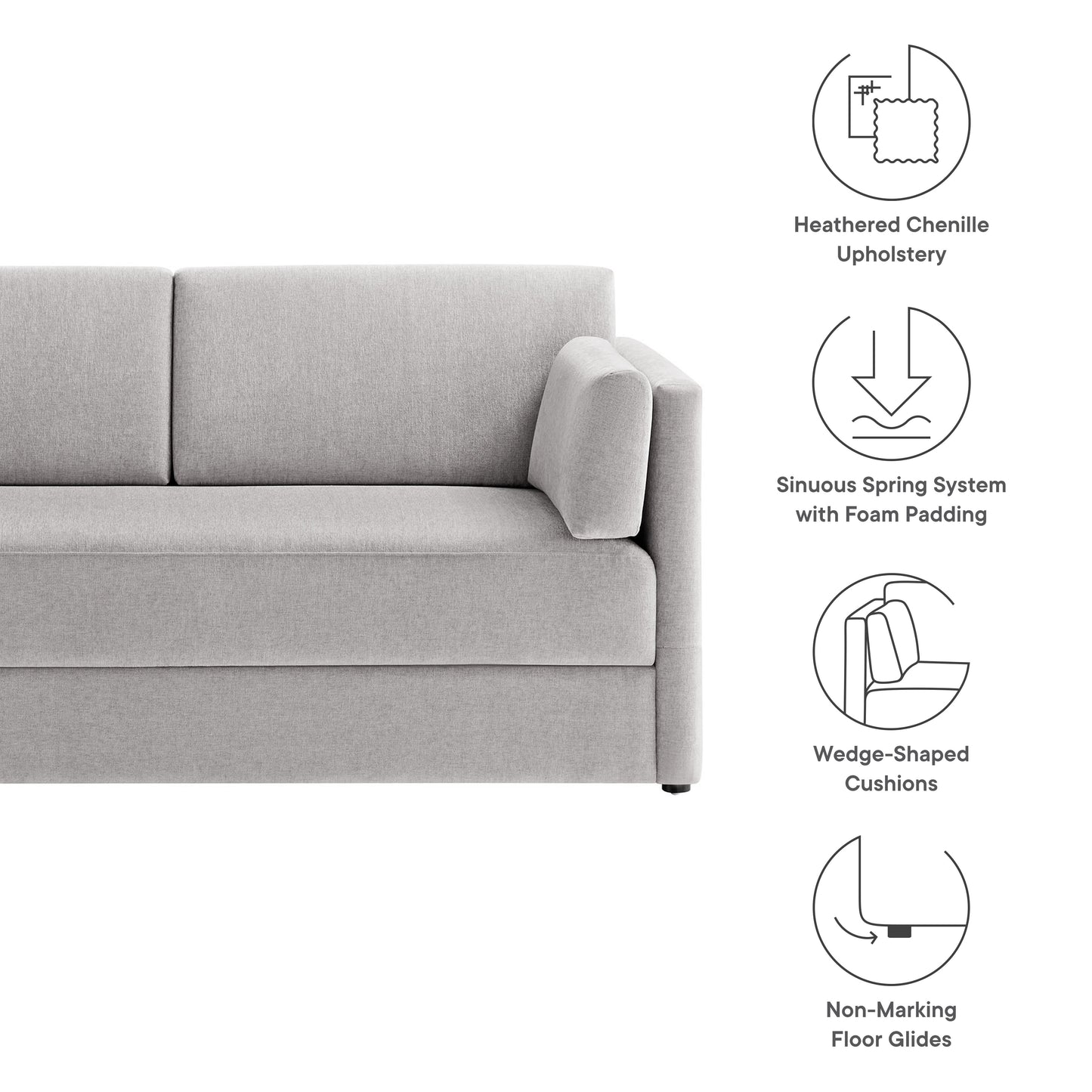 Linden Upholstered Heathered Chenille Sofa by Modway | Sofas | Modishstore - 35