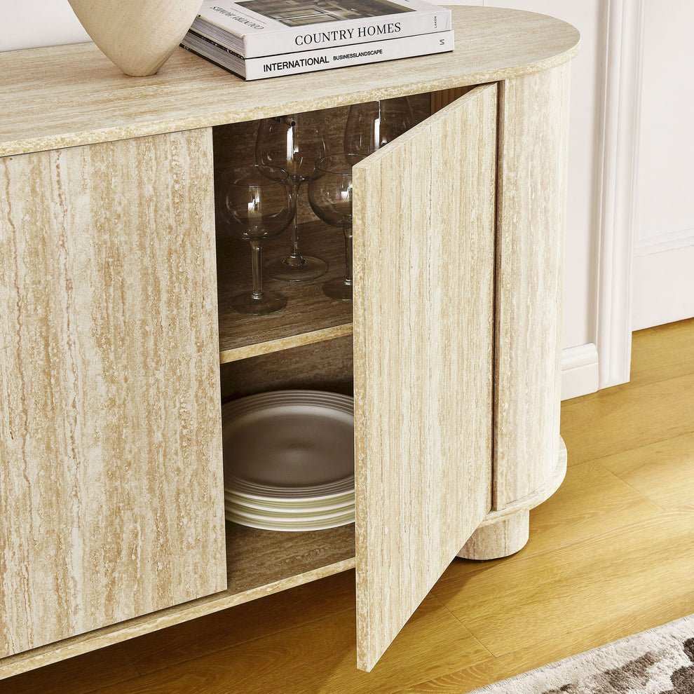 Overture 63Ó Oval Faux Travertine Sideboard by Modway | Sideboards | Modishstore - 7