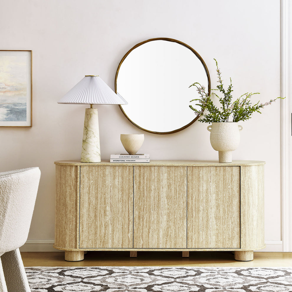 Overture 63Ó Oval Faux Travertine Sideboard by Modway | Sideboards | Modishstore - 8