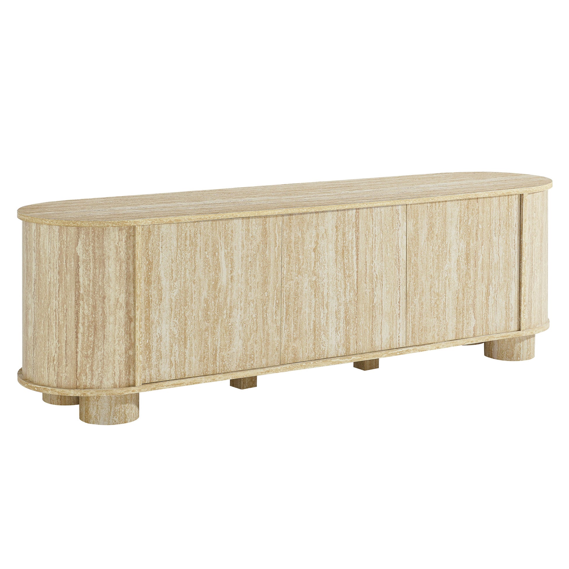Overture 63Ó Oval Faux Travertine TV Stand by Modway | Tv Stands | Modishstore - 2