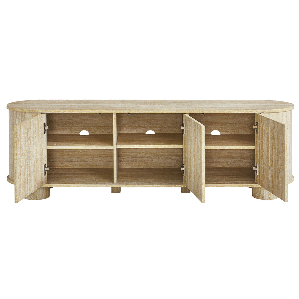Overture 63Ó Oval Faux Travertine TV Stand by Modway | Tv Stands | Modishstore - 5