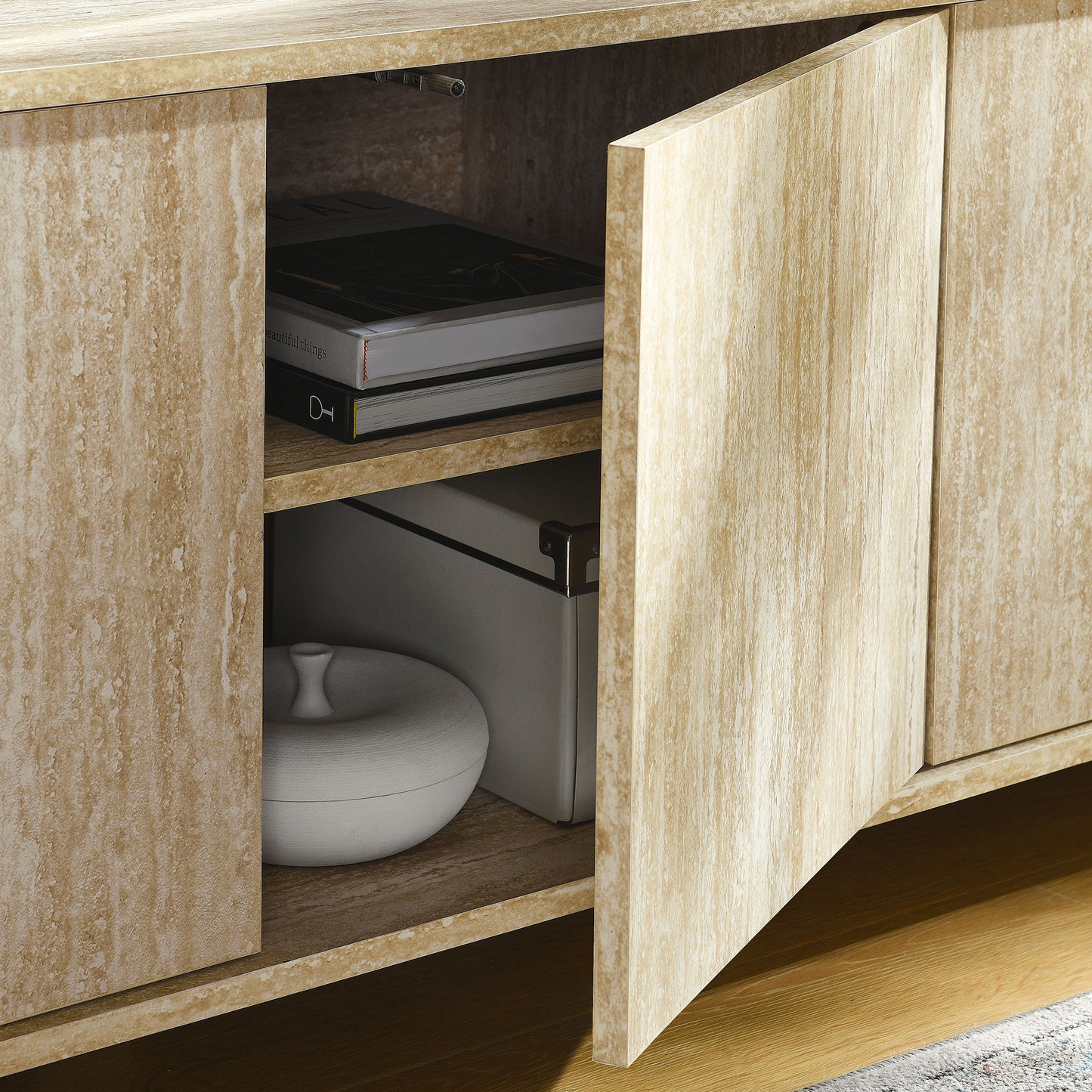 Overture 63Ó Oval Faux Travertine TV Stand by Modway | Tv Stands | Modishstore - 7