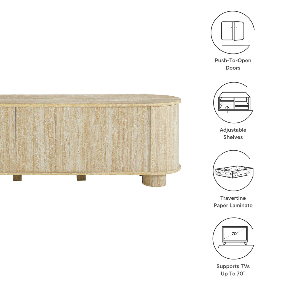 Overture 63Ó Oval Faux Travertine TV Stand by Modway | Tv Stands | Modishstore - 8